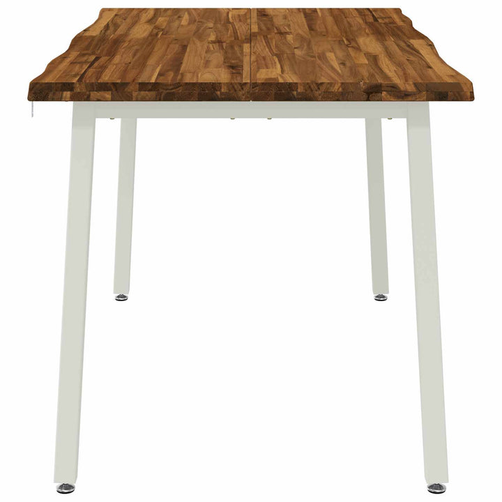140 x 80 x 75 cm Massivt Akacietræ Natur og hvid Rektangulær