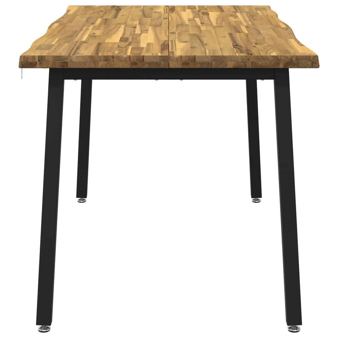 140 x 80 x 75 cm Massivt Akacietræ Hvid og sort Rektangulær