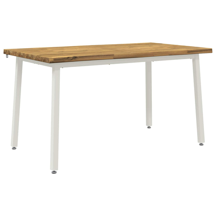 140 x 80 x 75 cm Massivt Akacietræ Hvid Rektangulær