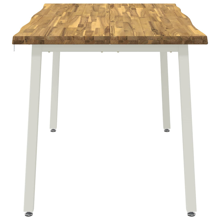 140 x 80 x 75 cm Massivt Akacietræ Hvid Rektangulær