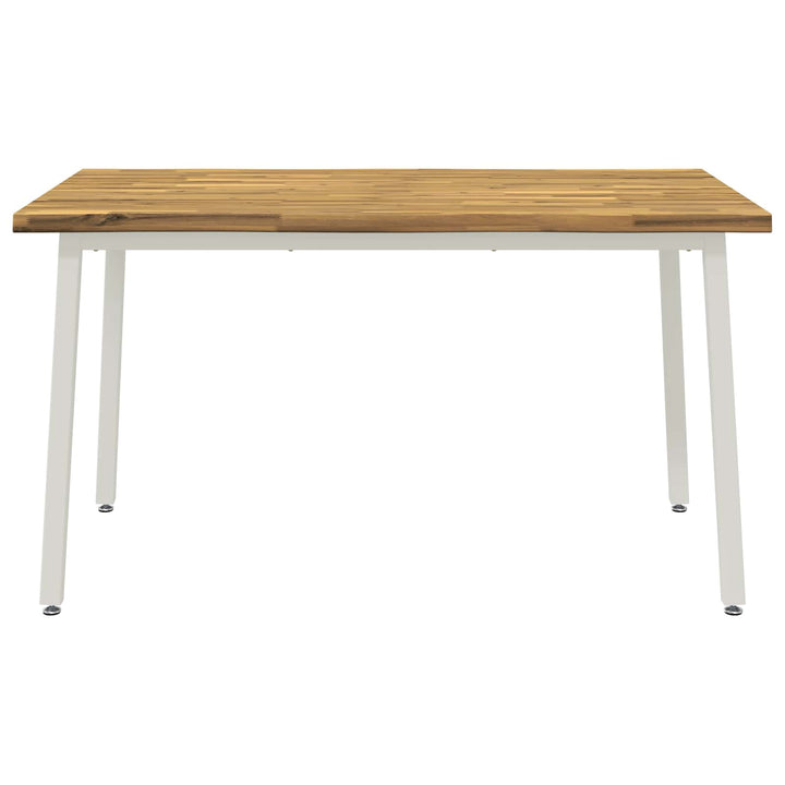 120 x 90 x 75 cm Massivt Akacietræ Hvid Rektangulær