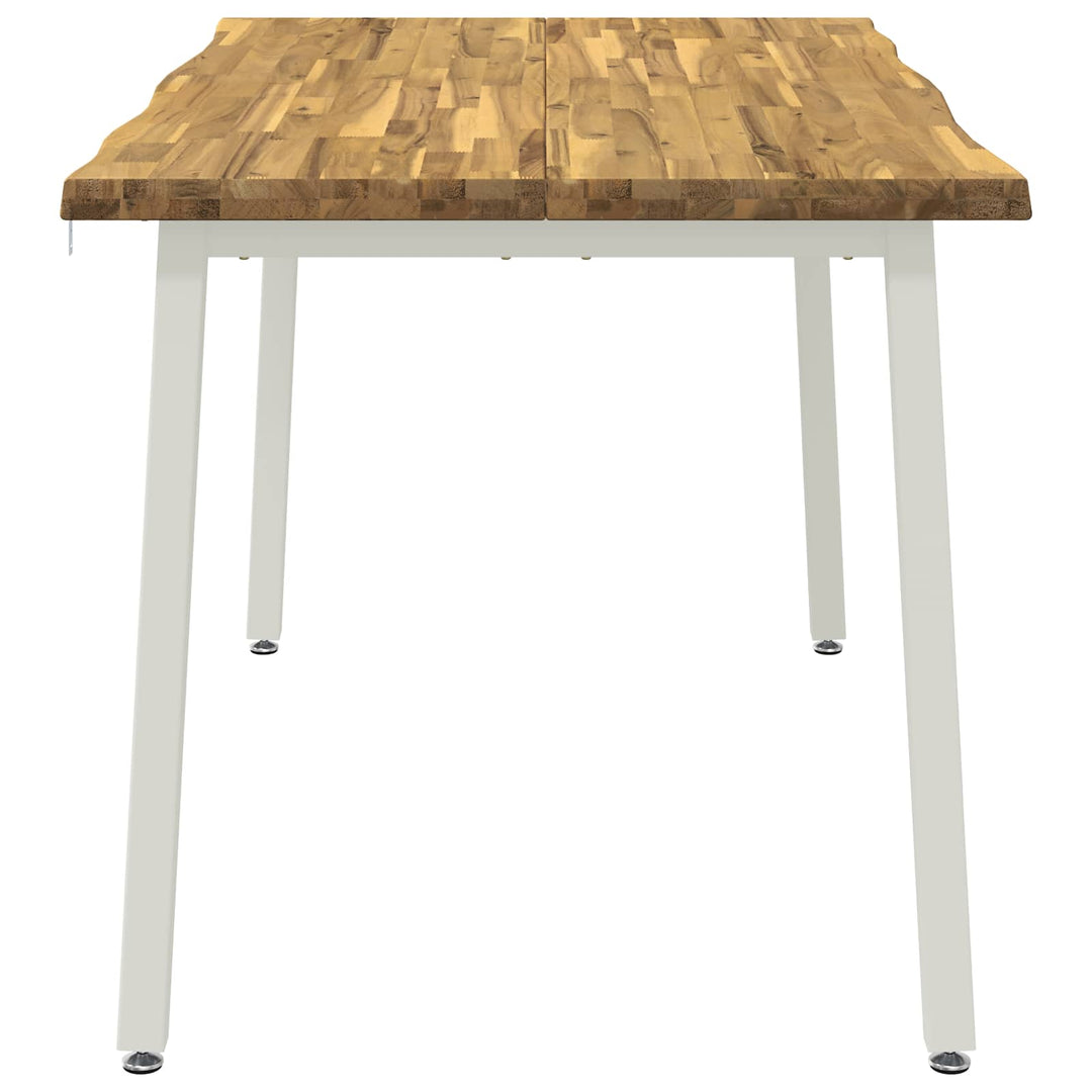 120 x 90 x 75 cm Massivt Akacietræ Hvid Rektangulær