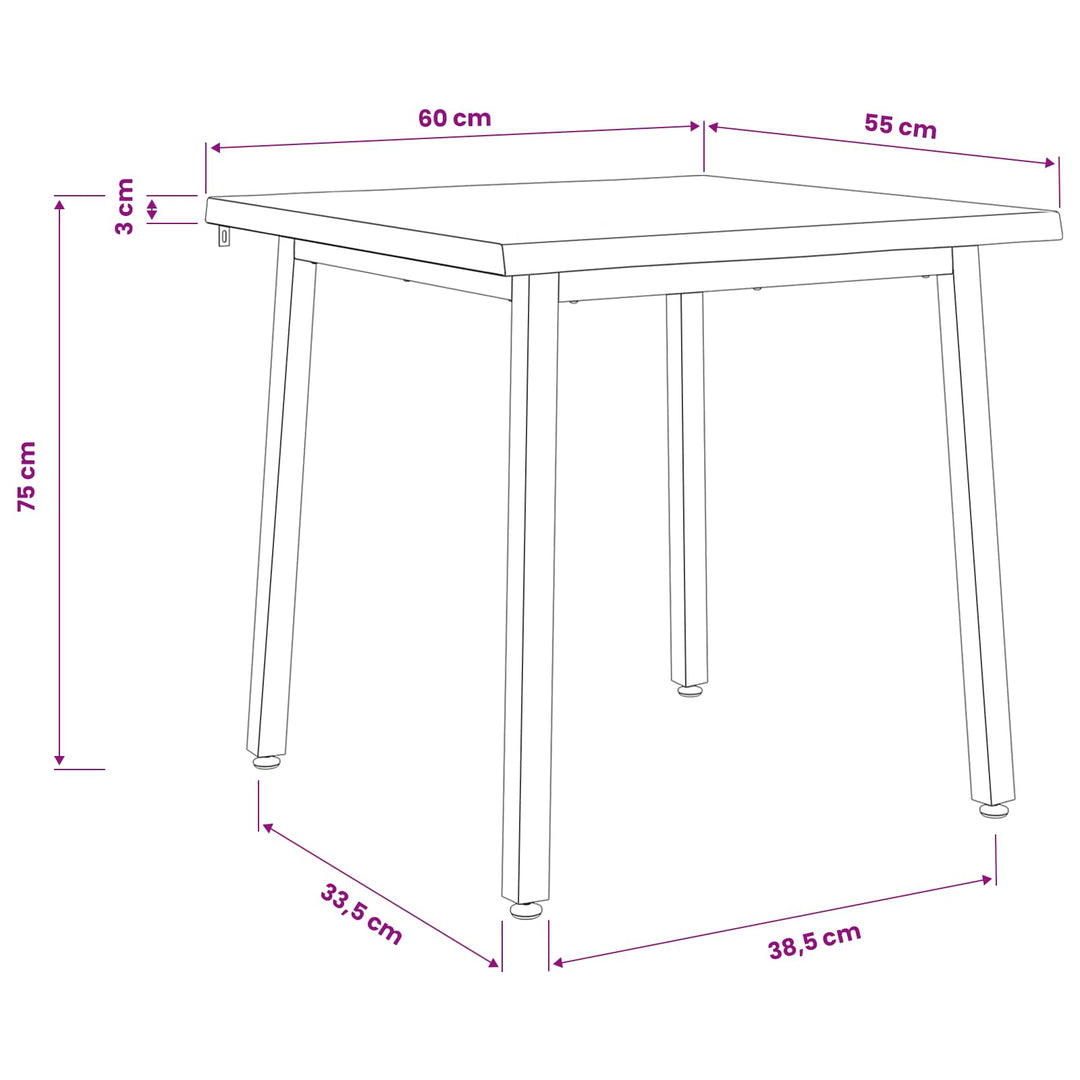 60 x 55 x 75 cm Massivt Akacietræ Hvid Rektangulær
