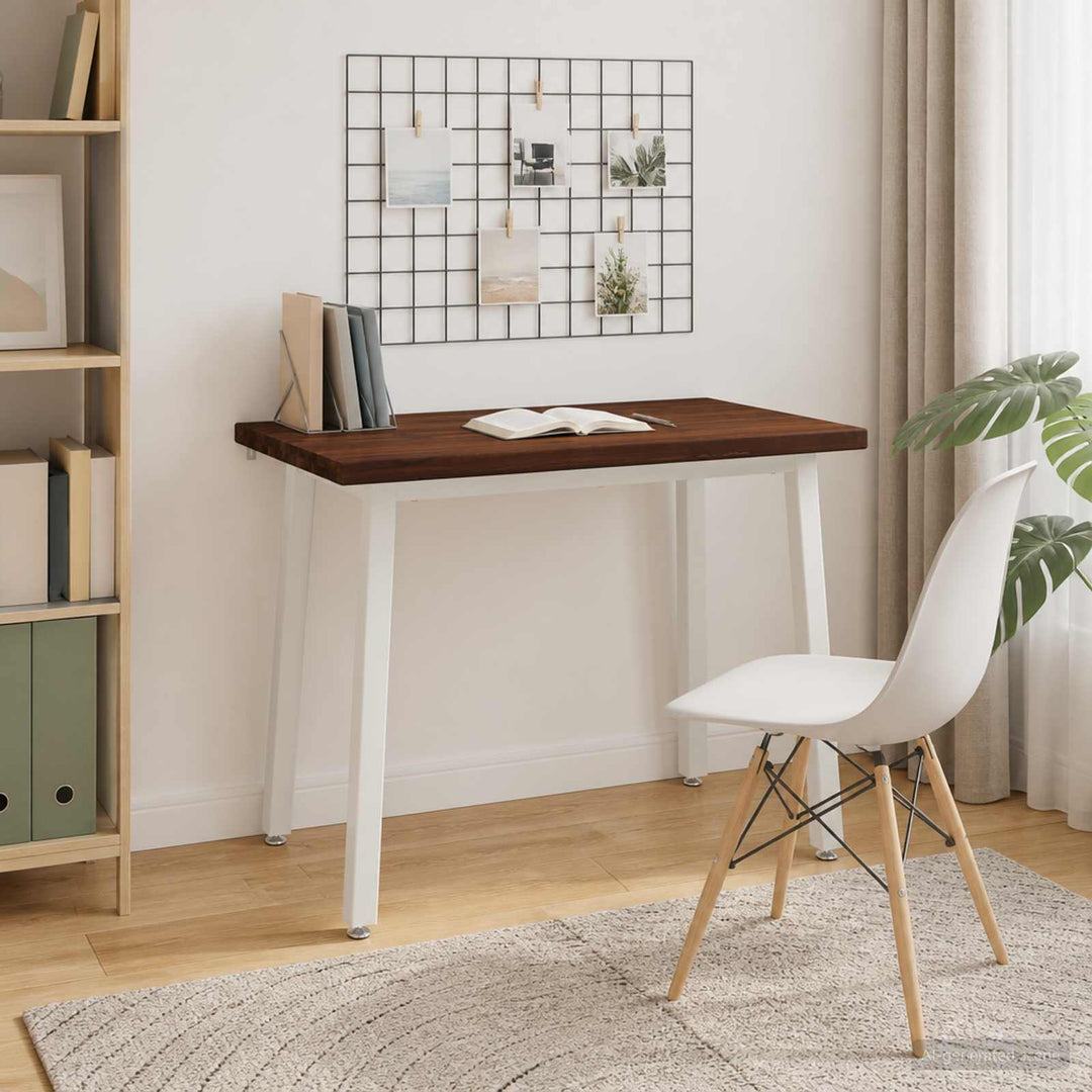 90 x 55 x 75 cm Massivt Akacietræ Mørkebrun og Hvid Rektangulær