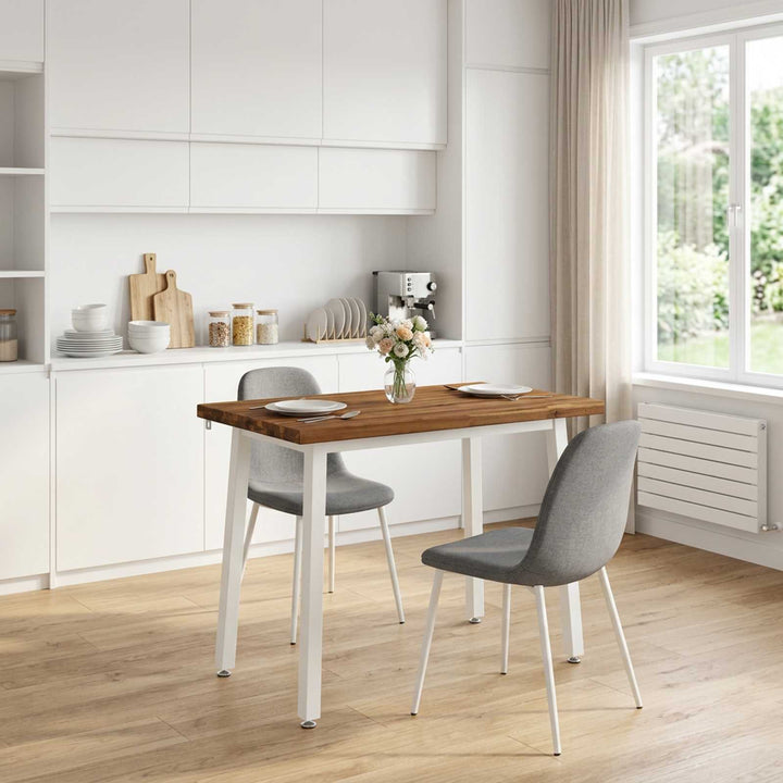 110 x 55 x 75 cm Massivt Akacietræ Natur og hvid Rektangulær