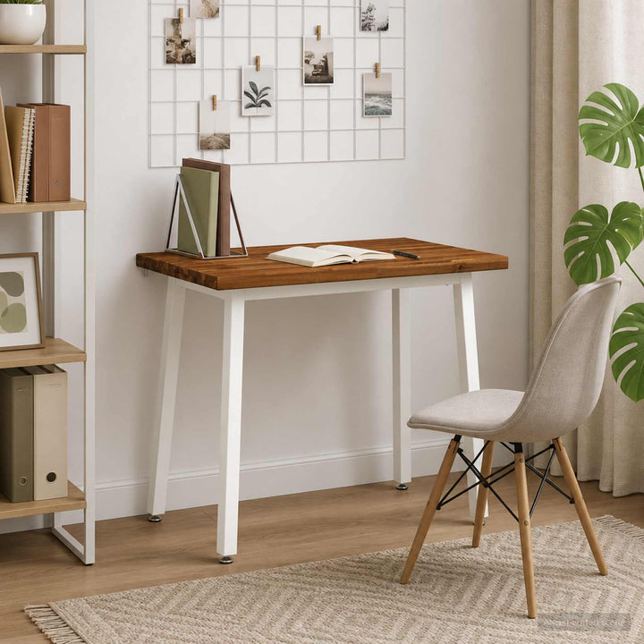 110 x 55 x 75 cm Massivt Akacietræ Natur og hvid Rektangulær