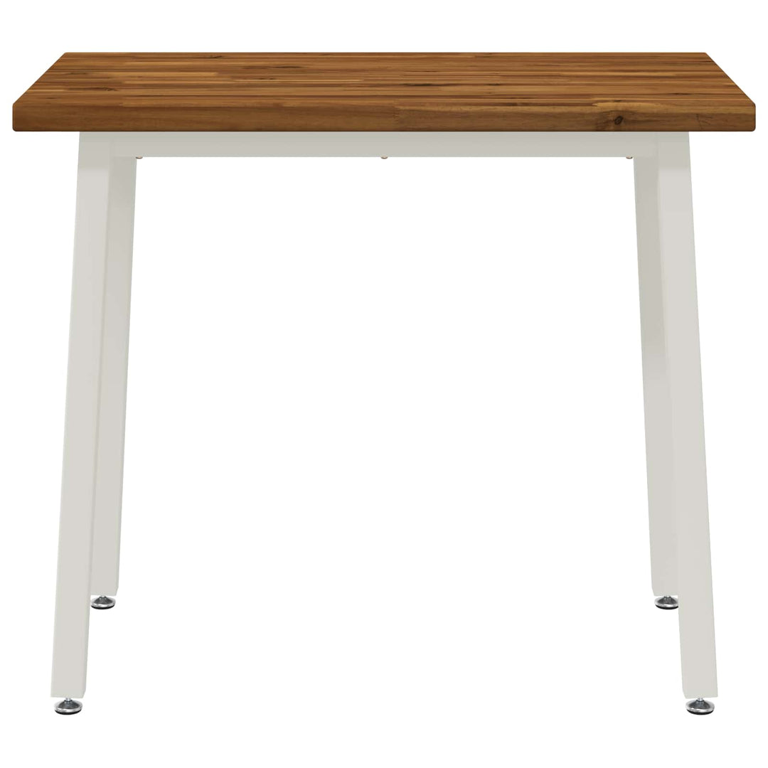 90 x 55 x 75 cm Massivt Akacietræ Natur og hvid Rektangulær