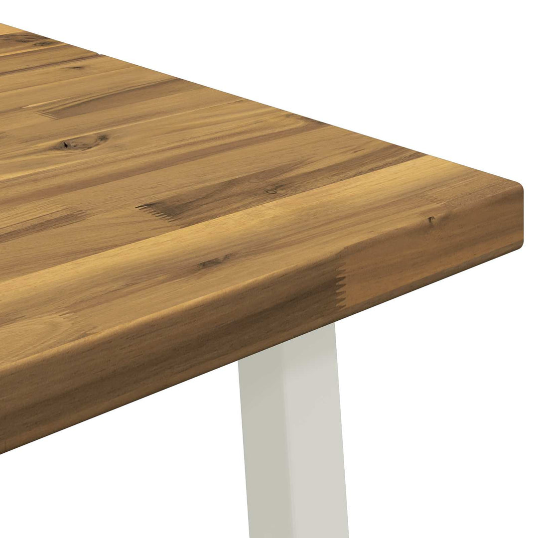 90 x 55 x 75 cm Massivt Akacietræ Hvid Rektangulær