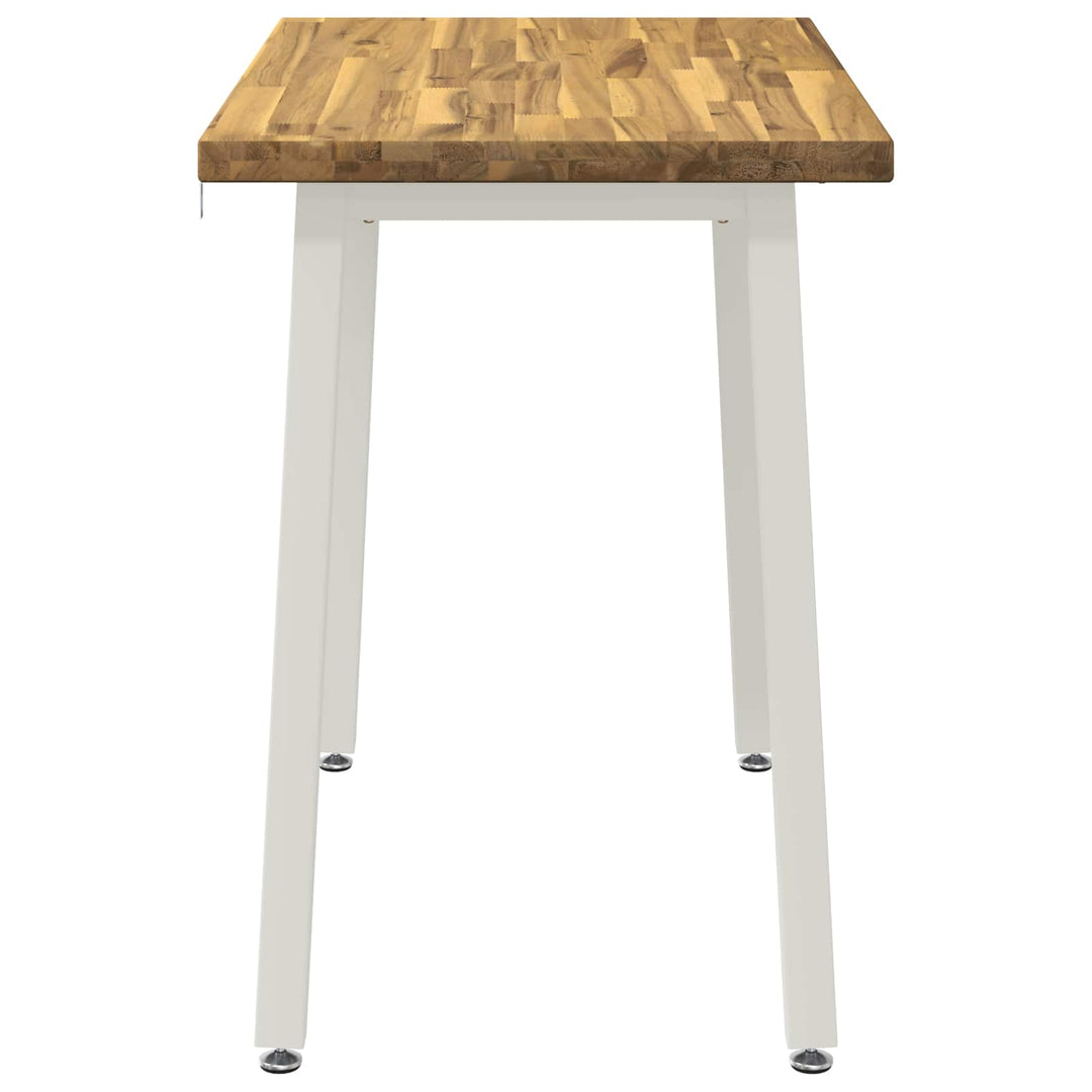 90 x 55 x 75 cm Massivt Akacietræ Hvid Rektangulær