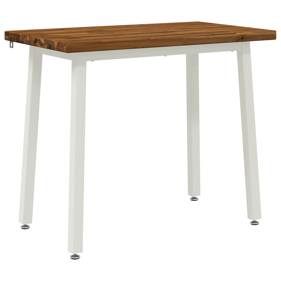 110 x 55 x 75 cm Massivt Akacietræ Natur og hvid Rektangulær