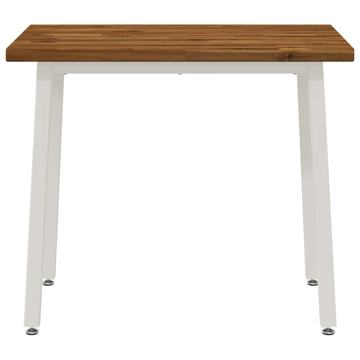 110 x 55 x 75 cm Massivt Akacietræ Natur og hvid Rektangulær