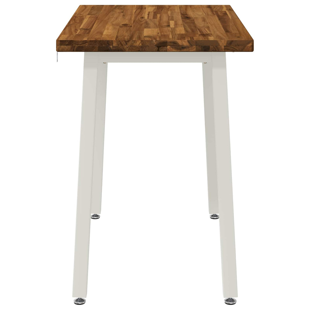 110 x 55 x 75 cm Massivt Akacietræ Natur og hvid Rektangulær