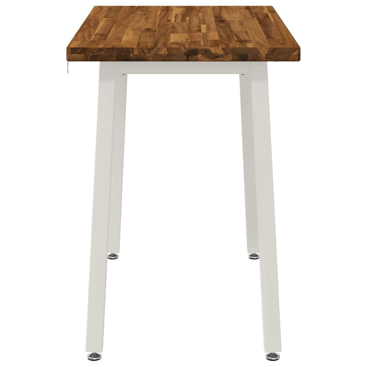 110 x 55 x 75 cm Massivt Akacietræ Natur og hvid Rektangulær