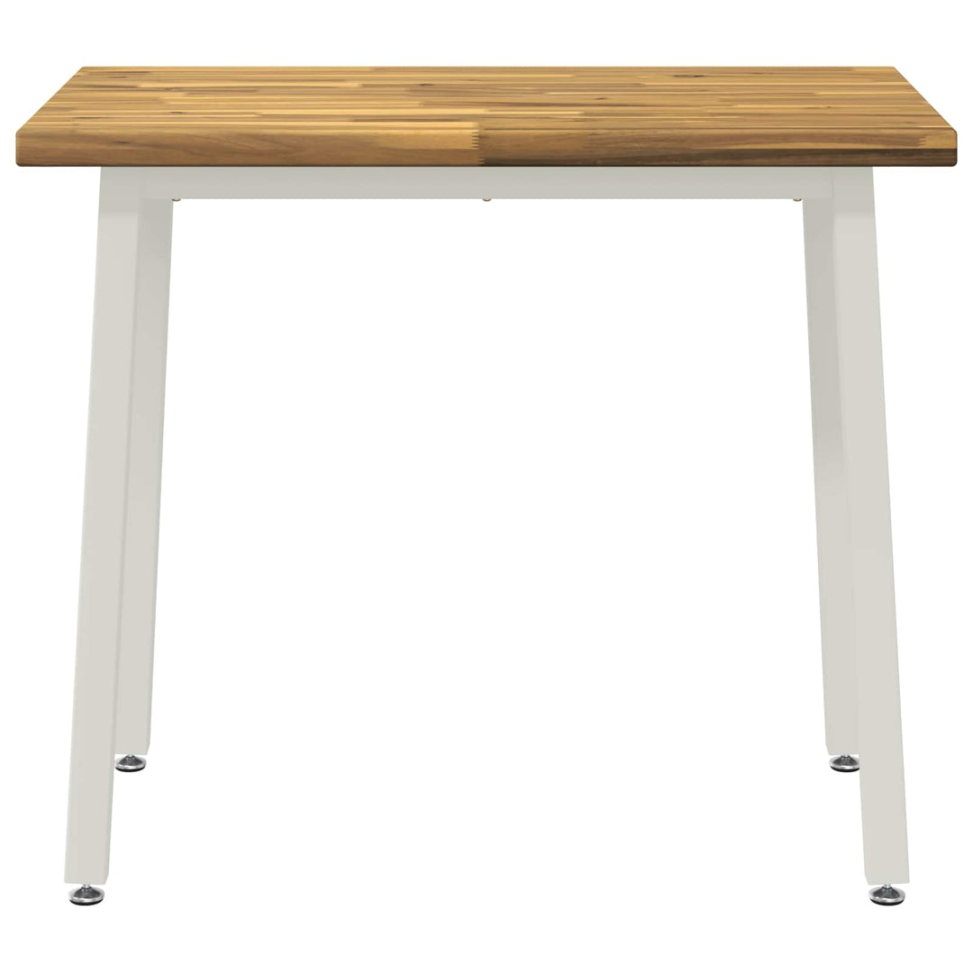 110 x 55 x 75 cm Massivt Akacietræ Hvid Rektangulær