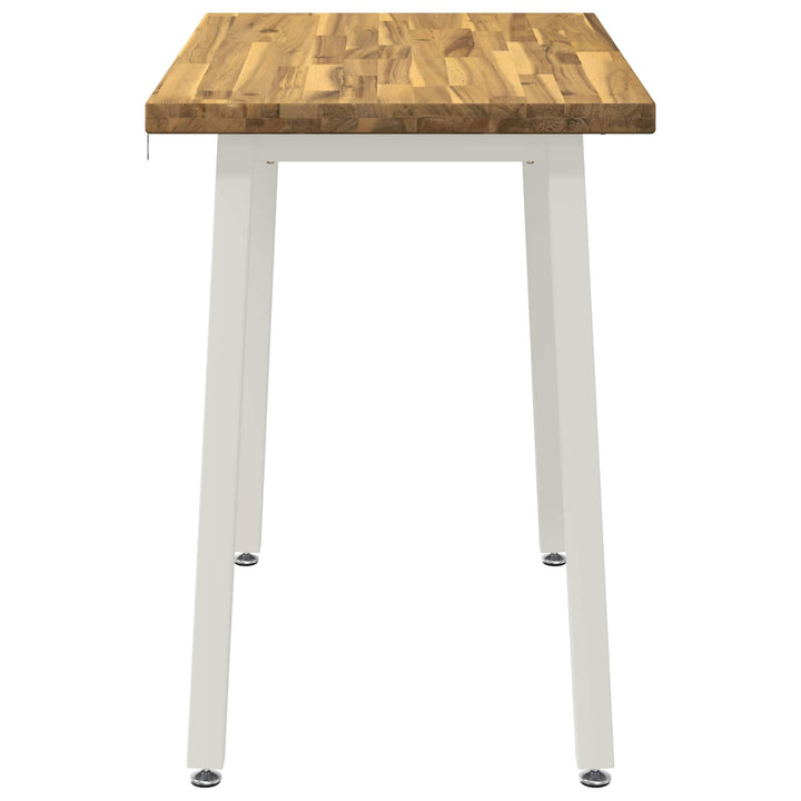 110 x 55 x 75 cm Massivt Akacietræ Hvid Rektangulær