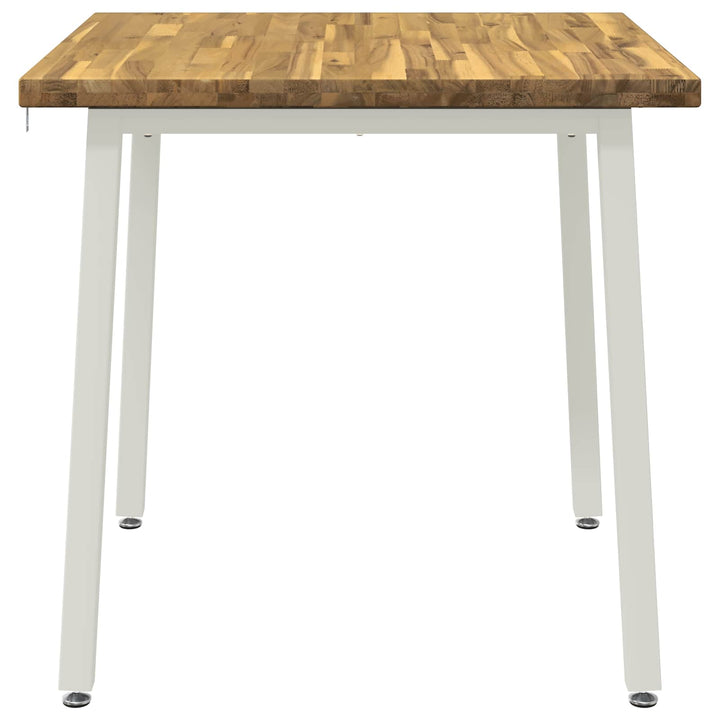 70 x 70 x 75 cm Massivt Akacietræ Hvid Firkantet