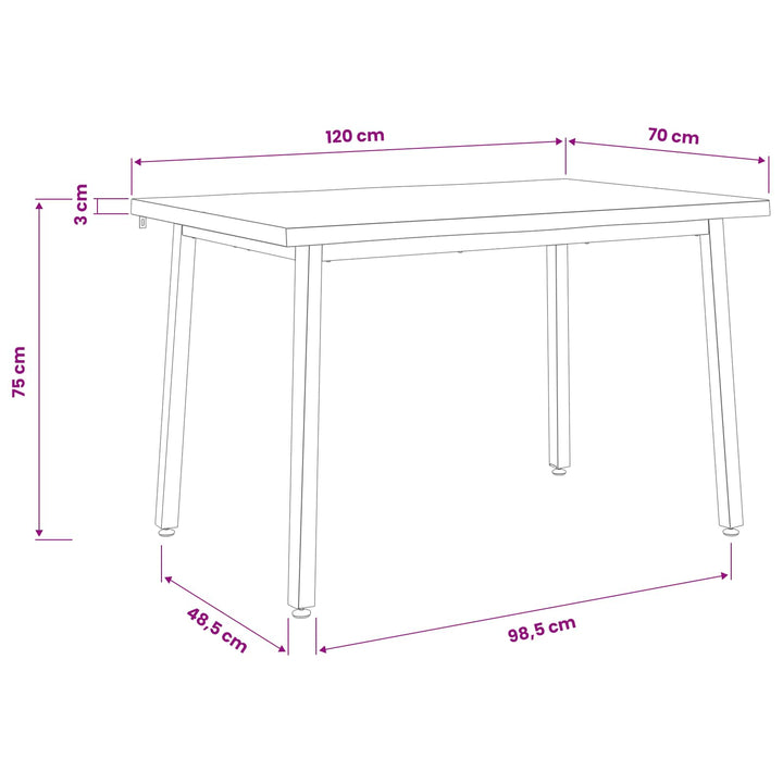 120 x 70 x 75 cm Massivt Akacietræ Mørkebrun og Sort