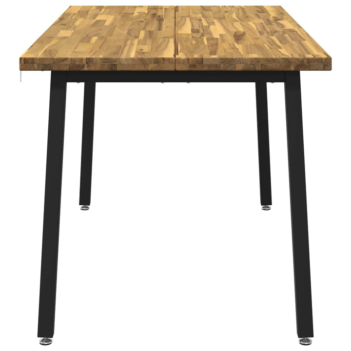140 x 70 x 75 cm Massivt Akacietræ Hvid og sort Rektangulær