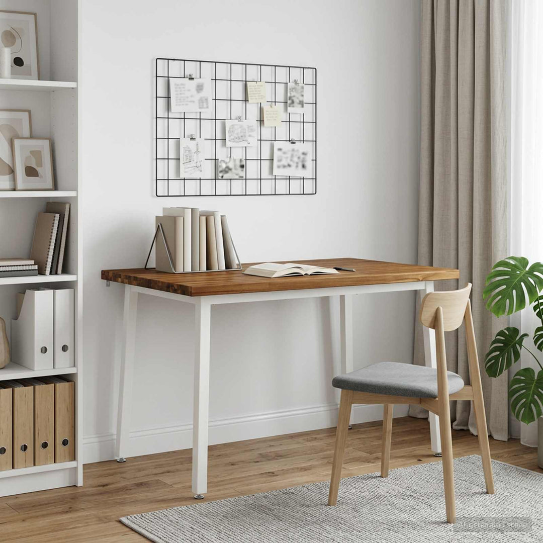 120 x 70 x 75 cm Massivt Akacietræ Natur og hvid Rektangulær