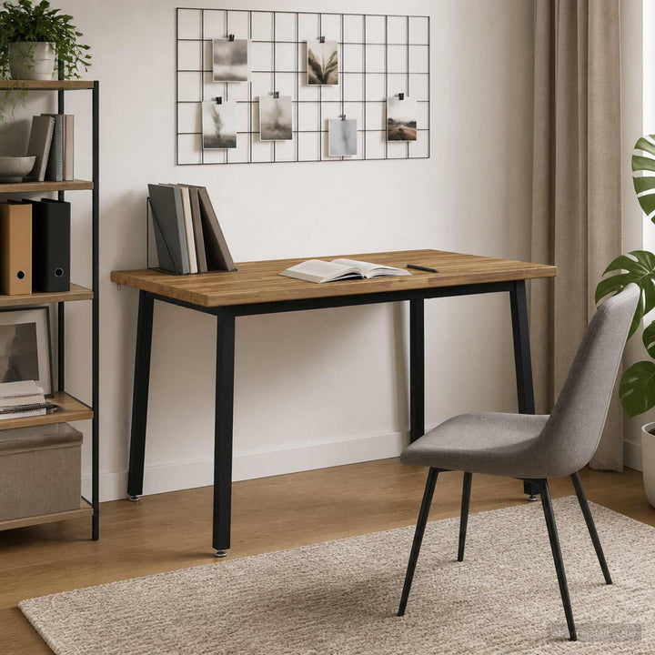 120 x 70 x 75 cm Massivt Akacietræ Hvid og sort Rektangulær