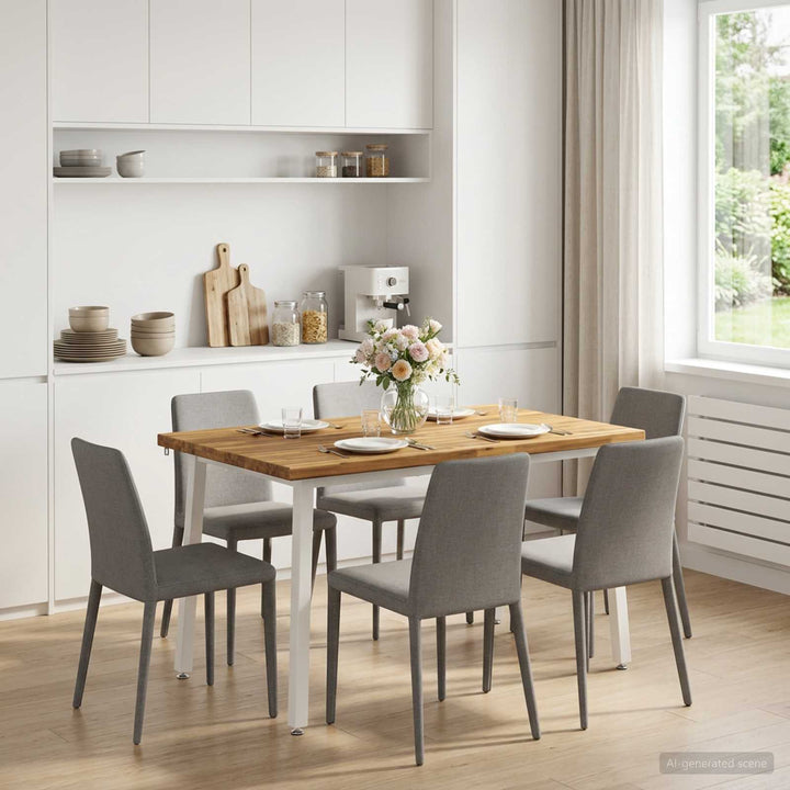 120 x 70 x 75 cm Massivt Akacietræ Hvid Rektangulær