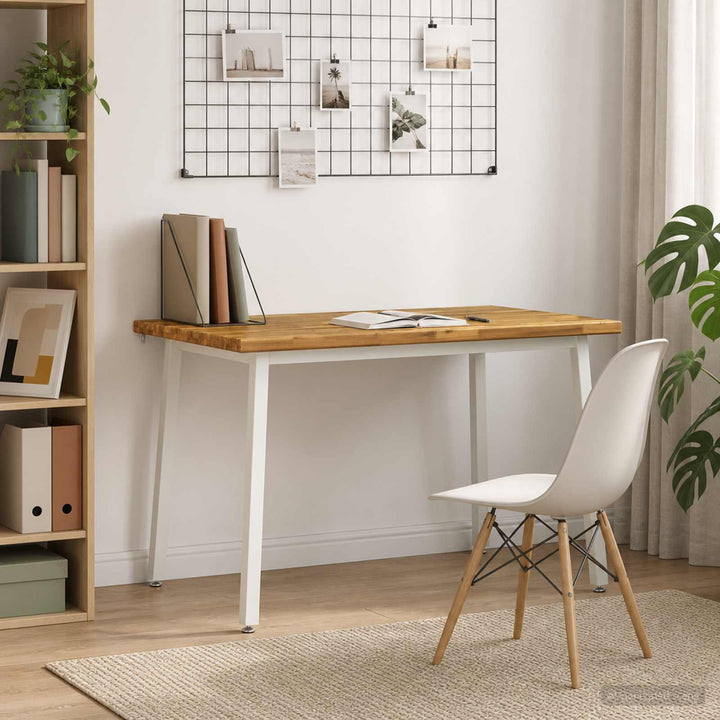 120 x 70 x 75 cm Massivt Akacietræ Hvid Rektangulær