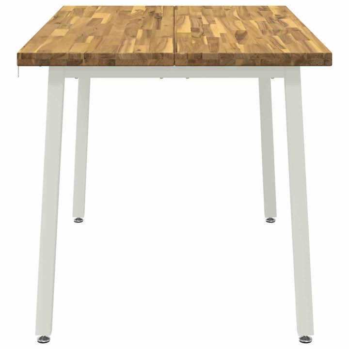 120 x 80 x 75 cm Massivt Akacietræ Hvid Rektangulær