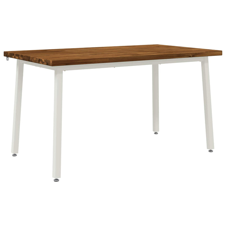 140 x 80 x 75 cm Massivt Akacietræ Natur og hvid Rektangulær
