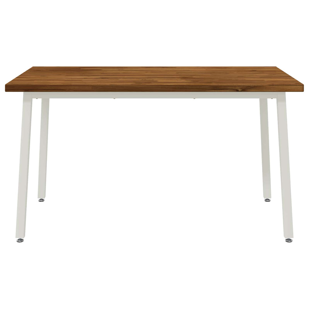140 x 80 x 75 cm Massivt Akacietræ Natur og hvid Rektangulær