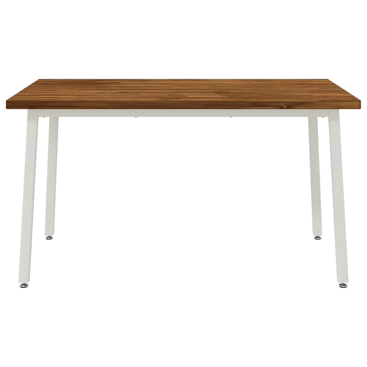 140 x 80 x 75 cm Massivt Akacietræ Natur og hvid Rektangulær