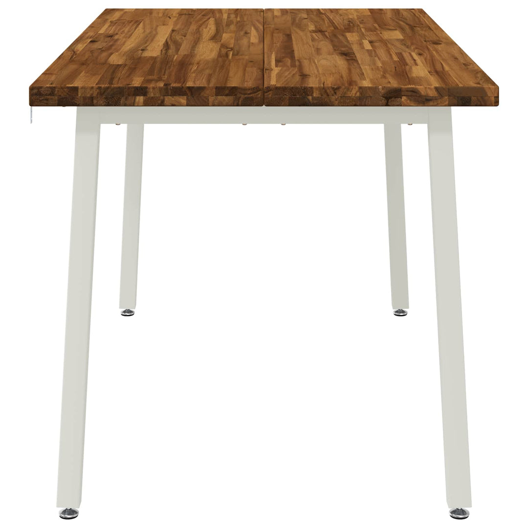 140 x 80 x 75 cm Massivt Akacietræ Natur og hvid Rektangulær