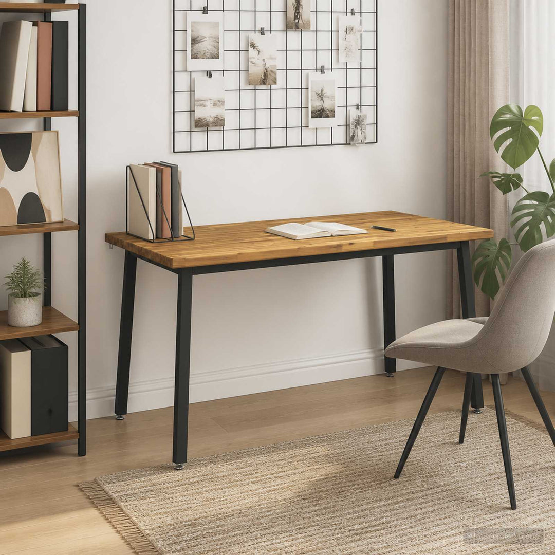 140 x 70 x 75 cm Massivt Akacietræ Hvid og sort Rektangulær