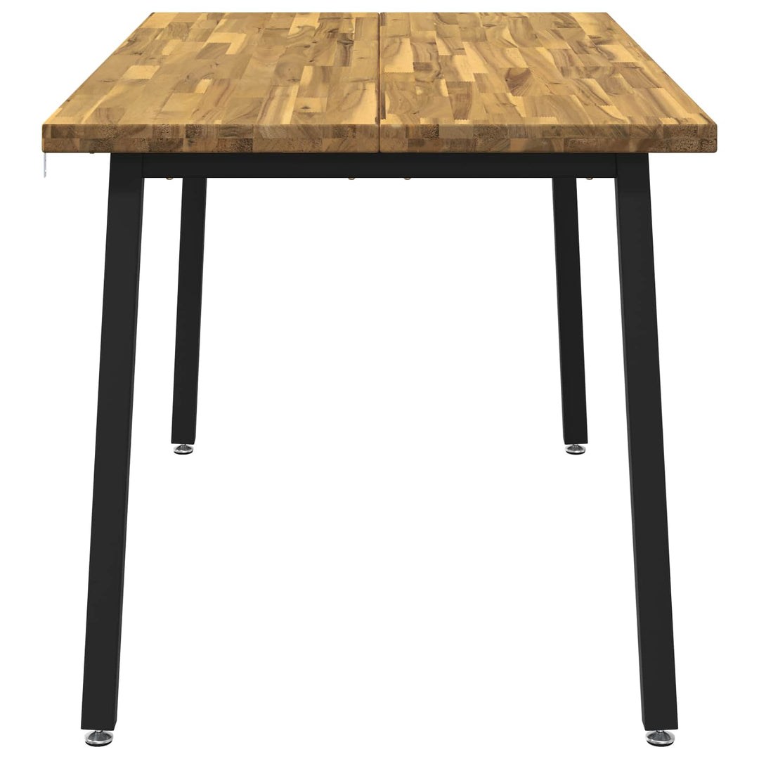 140 x 80 x 75 cm Massivt Akacietræ Hvid og sort Rektangulær
