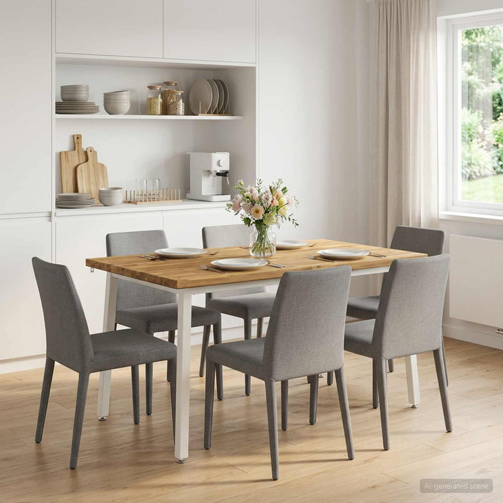140 x 70 x 75 cm Massivt Akacietræ Hvid Rektangulær