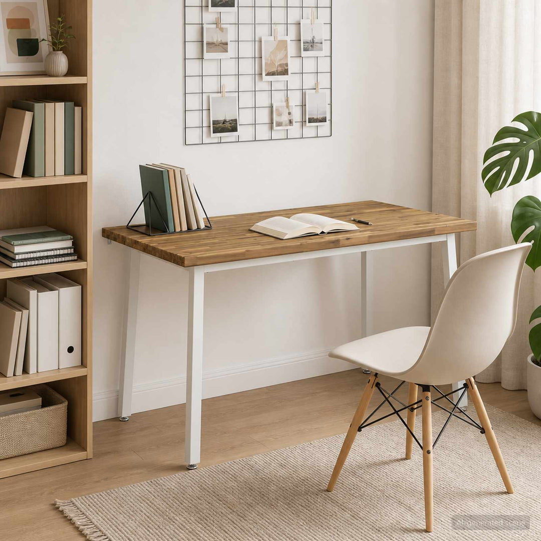 140 x 70 x 75 cm Massivt Akacietræ Hvid Rektangulær