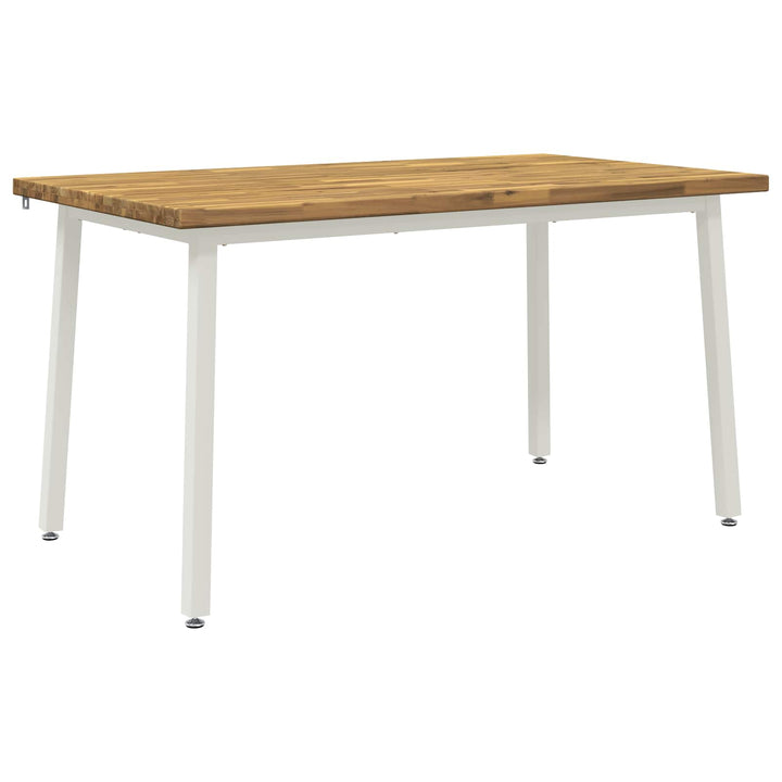 140 x 80 x 75 cm Massivt Akacietræ Hvid Rektangulær