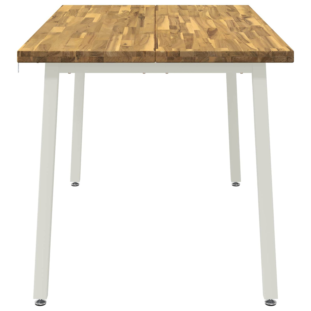 140 x 80 x 75 cm Massivt Akacietræ Hvid Rektangulær