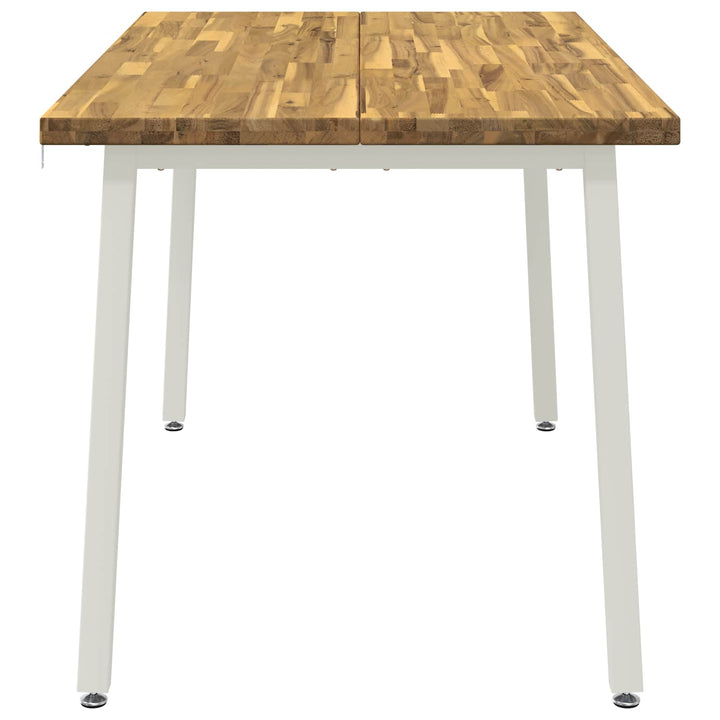 140 x 80 x 75 cm Massivt Akacietræ Hvid Rektangulær