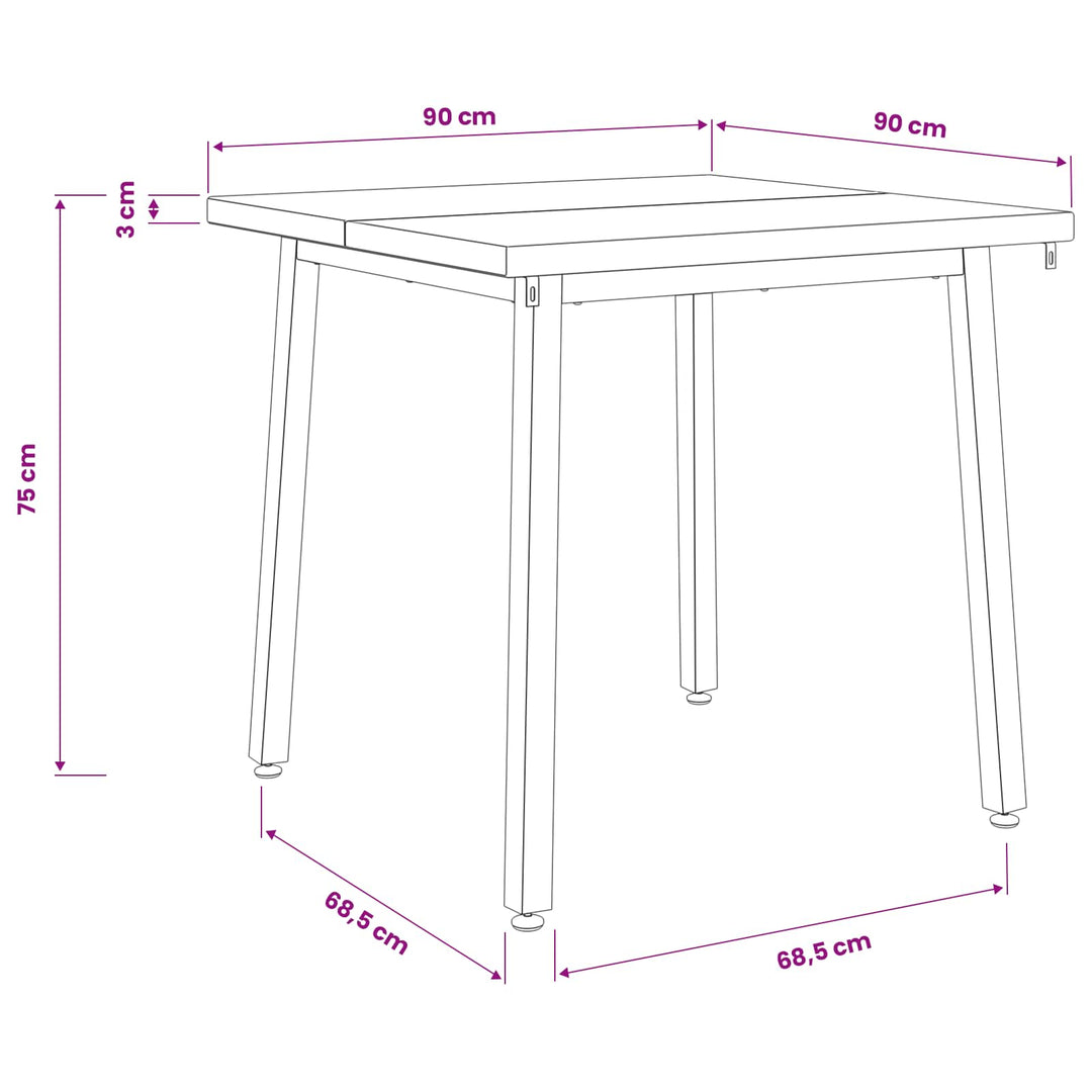 90 x 90 x 75 cm Massivt Akacietræ Natur og hvid Firkantet
