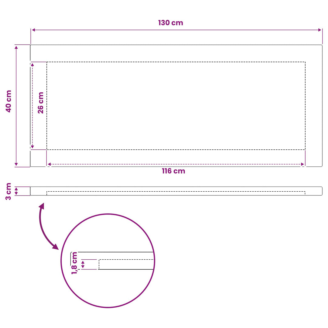 Rektangulært Bordplade 90 x 50 x 3,5 cm Rektangulær Naturfarvet