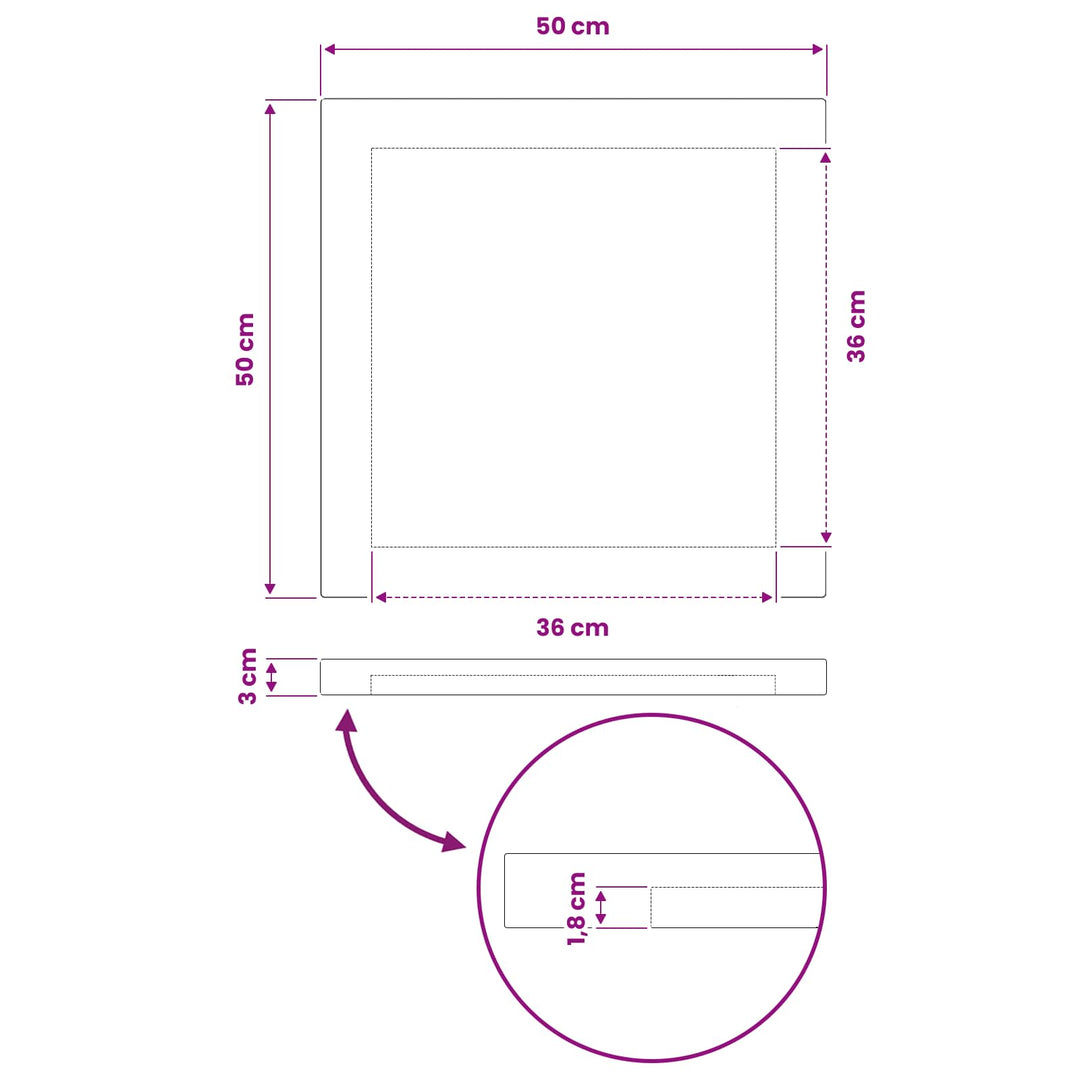 Rektangulært Bordplade 50 x 50 x 3,5 cm Firkantet Mørk Brun