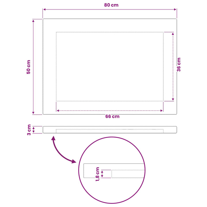 Rektangulært Bordplade 90 x 50 x 3,5 cm Rektangulær Naturfarvet