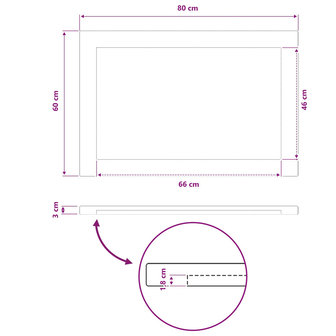 Rektangulært Bordplade 90 x 50 x 3,5 cm Rektangulær Naturfarvet