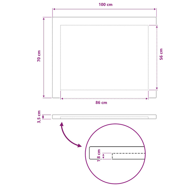 Rektangulært Bordplade 90 x 50 x 3,5 cm Rektangulær Mørk Brun