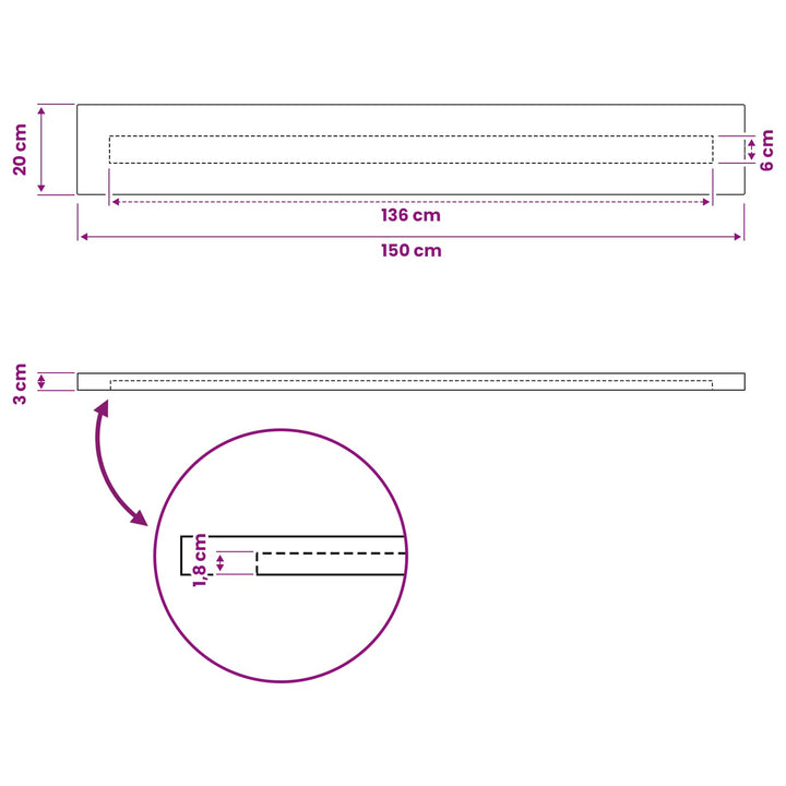 Rektangulært Bordplade 90 x 50 x 3,5 cm Rektangulær Hvid