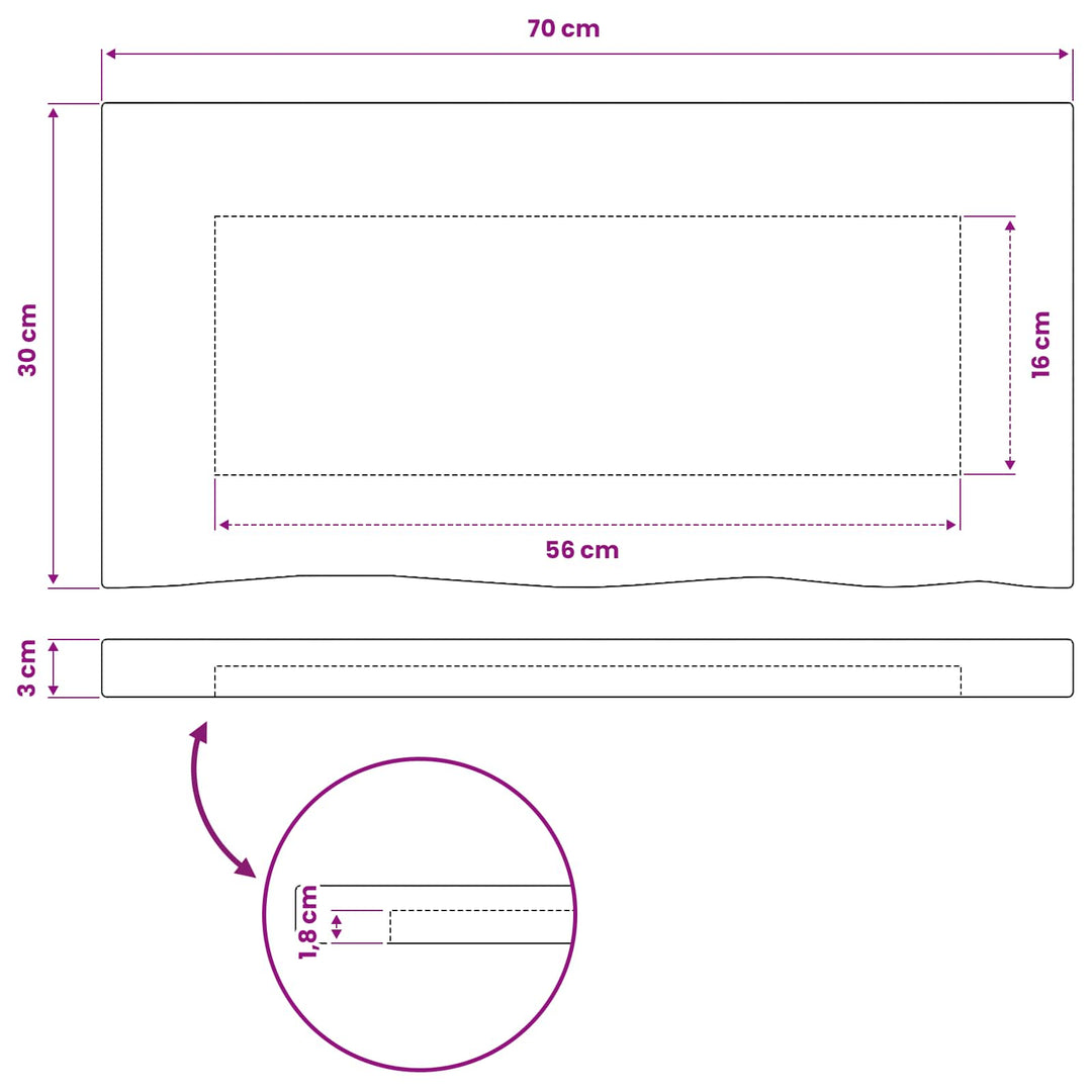 Rektangulært Bordplade 90 x 50 x 3,5 cm Rektangulær Hvid