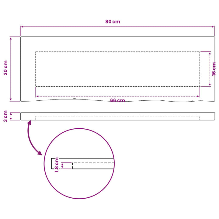 Rektangulært Bordplade 90 x 50 x 3,5 cm Rektangulær Hvid
