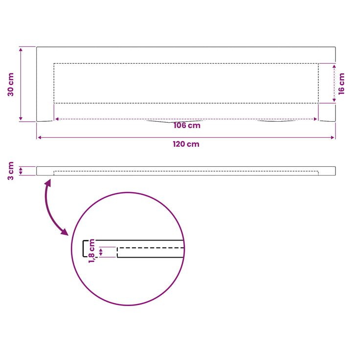 Rektangulært Bordplade 90 x 50 x 3,5 cm Rektangulær Hvid