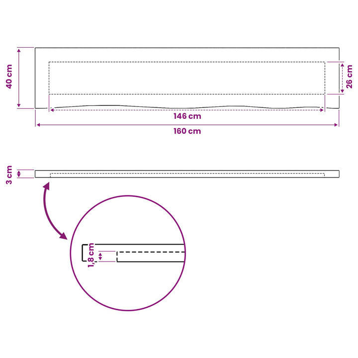 Rektangulært Bordplade 90 x 50 x 3,5 cm Rektangulær Hvid