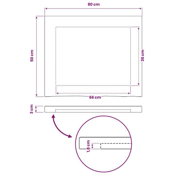 Rektangulært Bordplade 90 x 50 x 3,5 cm Rektangulær Hvid